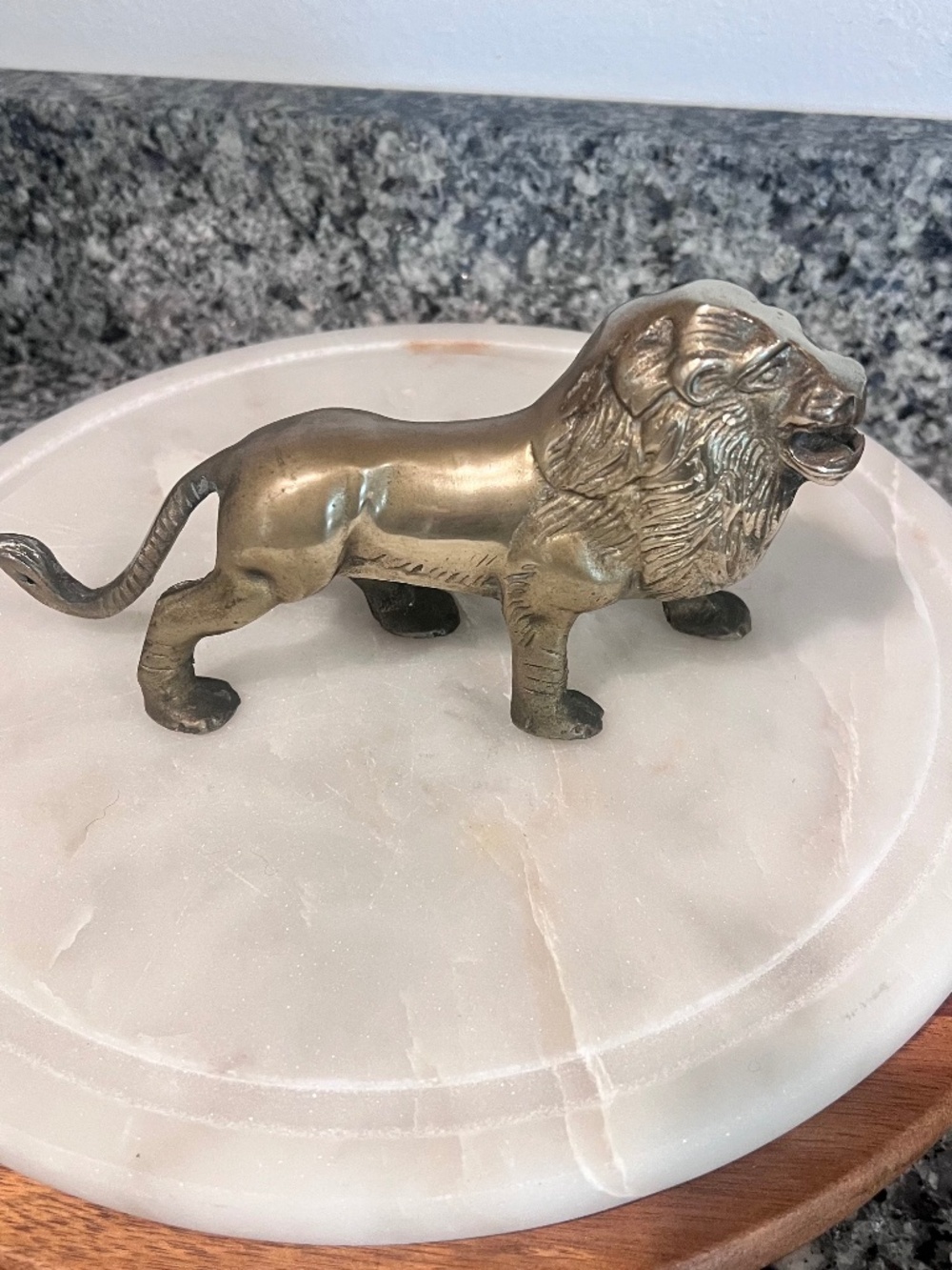 Vintage Cast Brass Lion Figurine | Hollow Metal Statue | Hollywood Regency Safar